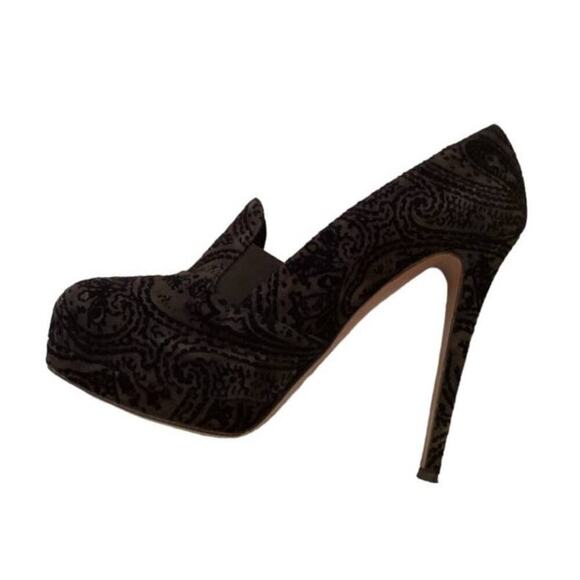 Francesco Sacco Viola Suede Embroidered High Vamp Platform Pump Size 9.5 Italian - Picture 4 of 11